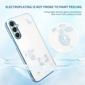 Силиконов калъф KADEM Flower Rhinestone за Samsung Galaxy A17 5G / A17 4G, Син 4