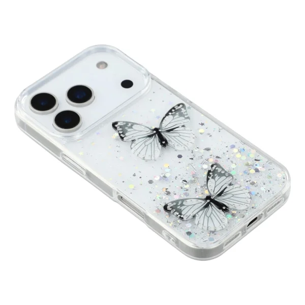Silicone case Epoxy Butterfly for iPhone 18 Pro, white-transparent 4
