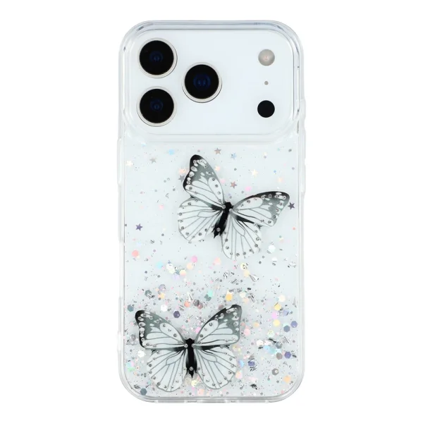 Silicone case Epoxy Butterfly for iPhone 18 Pro, white-transparent 2