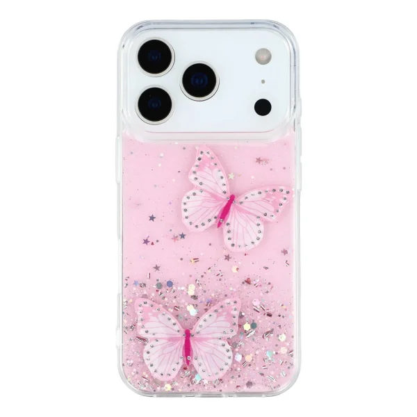 Silicone case Epoxy Butterfly for iPhone 18 Pro, pink 2