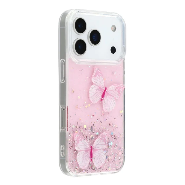 Silicone case Epoxy Butterfly for iPhone 18 Pro, pink 1
