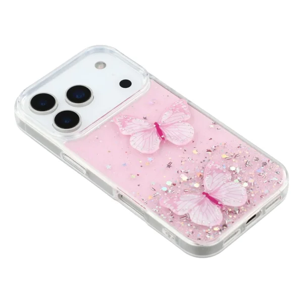Silicone case Epoxy Butterfly for iPhone 18 Pro, pink 3