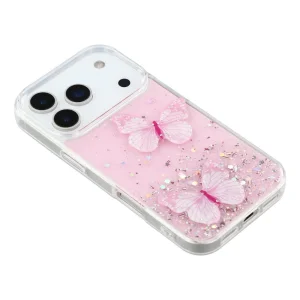 Silicone case Epoxy Butterfly for iPhone 18 Pro, pink 3