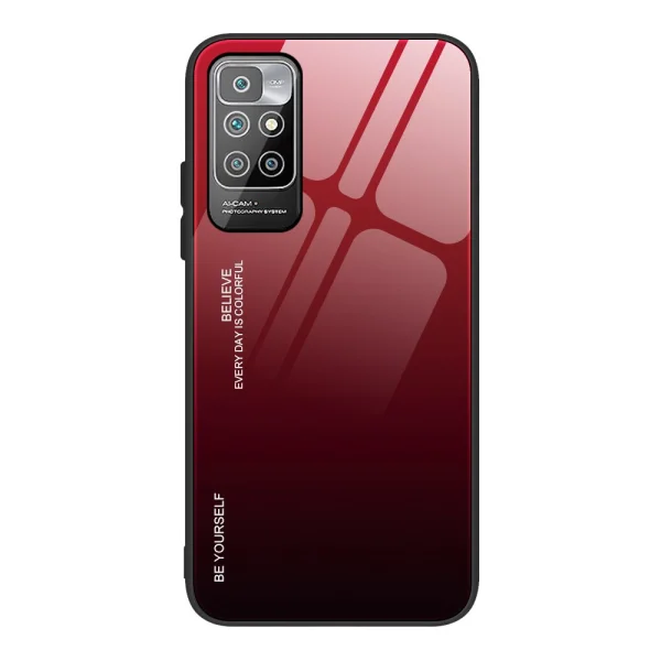 Glass Case for Xiaomi Redmi 10, Red and Black 1