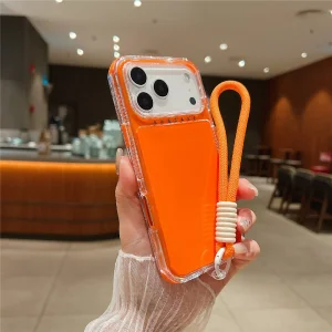 Удароустойчив калъф Drop-Proof Wrist Strap за iPhone 18 Pro Max, оранжев