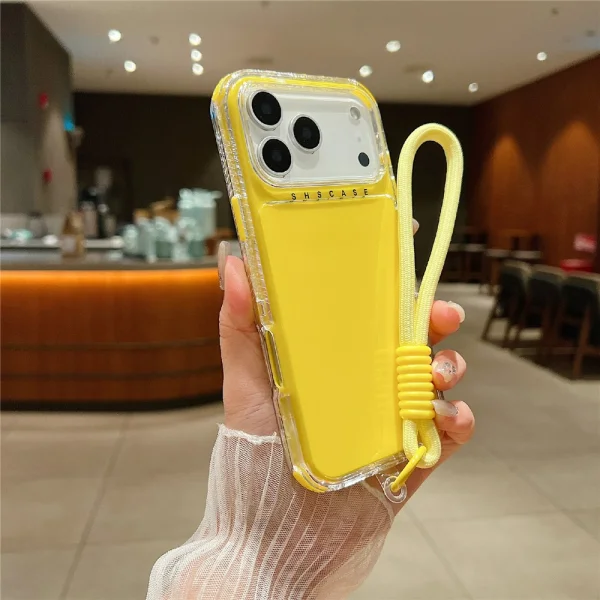 Drop-Proof Wrist Strap Shockproof Case for iPhone 18 Pro Max, Yellow 1