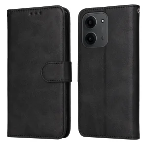 Калъф Тефтер Leather Wallet Stand за Xiaomi Redmi 15C, Черен