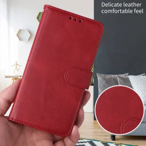 Калъф Тефтер Leather Wallet Stand за Xiaomi Redmi 15C, червен 5