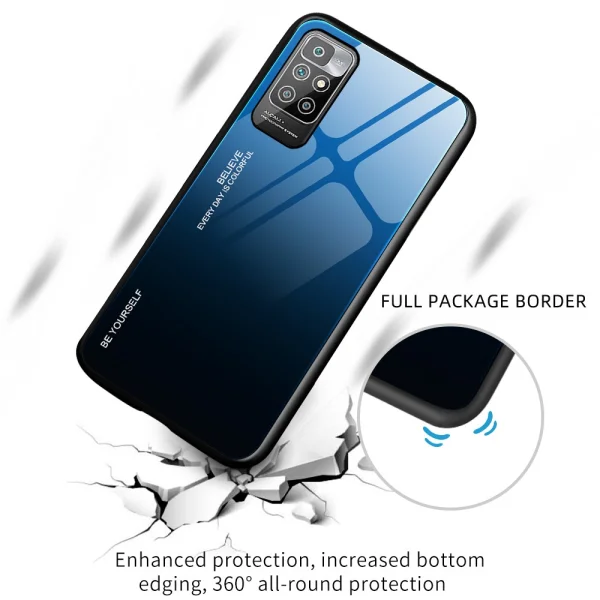 Glass Case Glass for Xiaomi Redmi 10, Blue and black 2