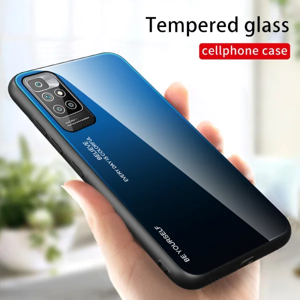 Glass Case Glass for Xiaomi Redmi 10, Blue and black 5