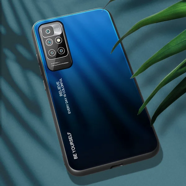 Glass Case Glass for Xiaomi Redmi 10, Blue and black 4