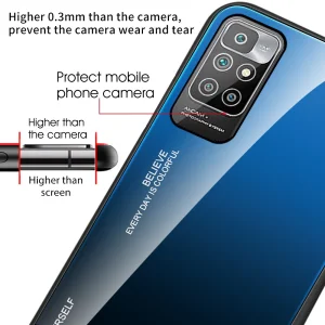 Glass Case Glass for Xiaomi Redmi 10, Blue and black 3