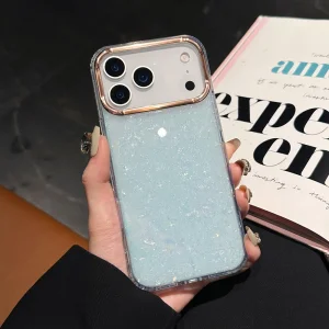 Удароустойчив калъф IMD Shell за iPhone 18 Pro Max, син-прозрачен
