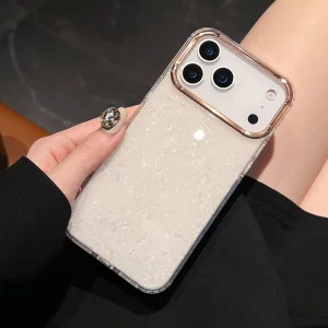 Удароустойчив калъф IMD Shell за iPhone 18 Pro Max, бял-прозрачен