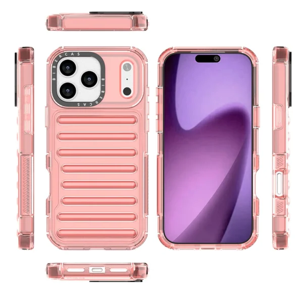 Shockproof Case Stripe Design Anti-Slip for iPhone 18 Pro Max, pink 3