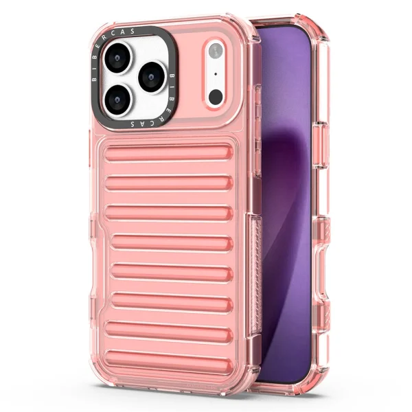 Shockproof Case Stripe Design Anti-Slip for iPhone 18 Pro Max, pink 1