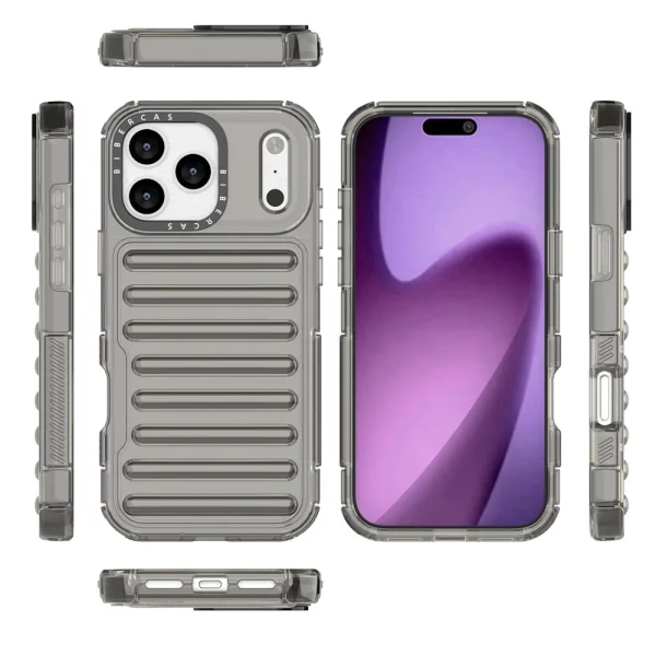 Shockproof case Stripe Design Anti-Slip for iPhone 18 Pro Max, gray 3
