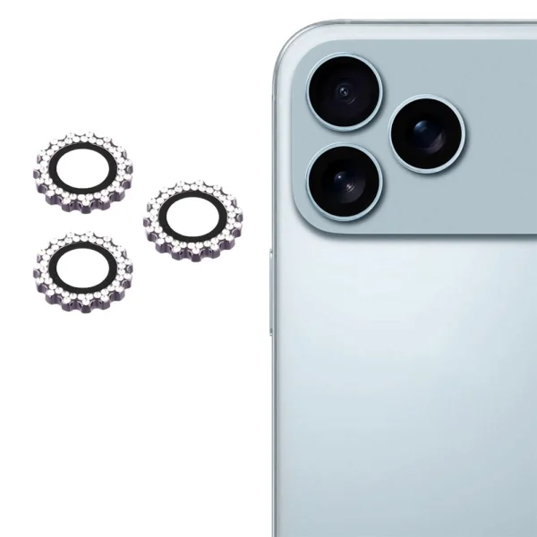 Стъклен Протектор за камера с камъни за камерите на iPhone 17 Pro Max / 17 Pro / 18 Pro Max / 18 Pro, тъмно лилав 1