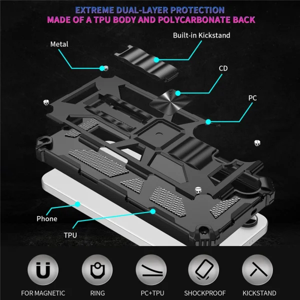 Shockproof case Kickstand Armor for Samsung Galaxy A17, Black 2