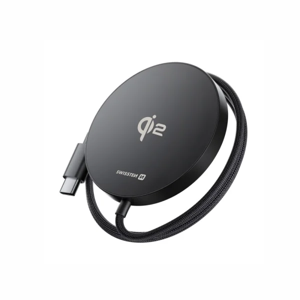 Безжично Зарядно SWISSTEN MagPuck Qi2 1.5 M, MagSafe compatible 2