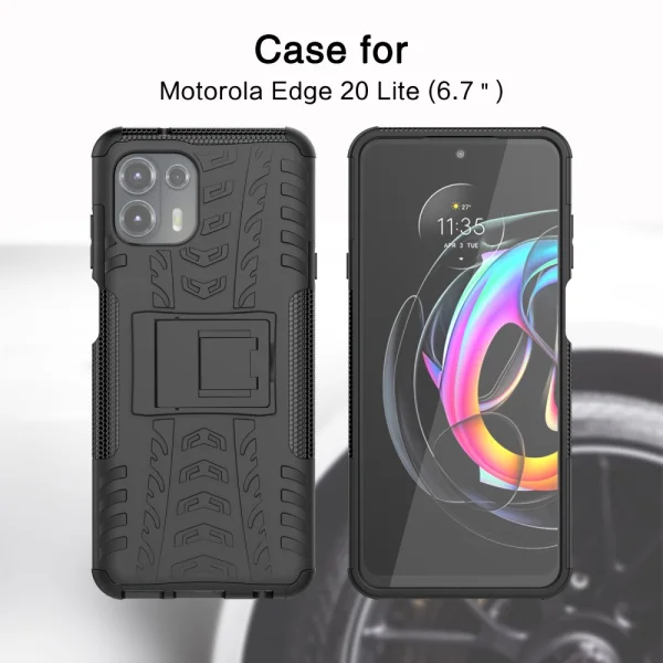Удароустойчив Калъф с поставка Hybrid за Motorola Edge 20 Lite, Черен 6