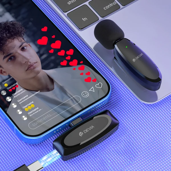 Безжичен Микрофон за Смартфон Devia Kintone USB-C, черен 4