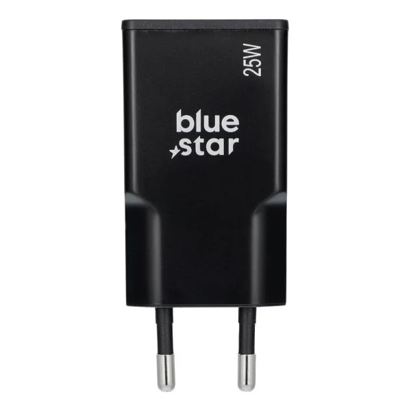 Зарядно 220V Blue Star Slim GaN 1x Type C, 1x USB-A, QC4.0, PD, 3A, 25W, TFK-SC-25WAC, Черен 1