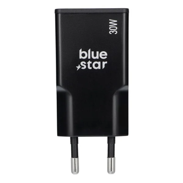 Зарядно 220V Blue Star Slim GaN, 2x USB-C, QC4.0, PD, 3A, 30W, TFK-SC-30WCC, черен 1