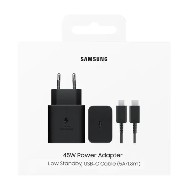 Зарядно Samsung EP-T4511XBE USB-C Travel Charger 45W, с кабел USB-C, Черен 5