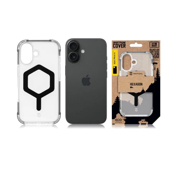 Удароустойчив калъф Tactical MagForce Hexagon за iPhone 17, черен - прозрачен 6
