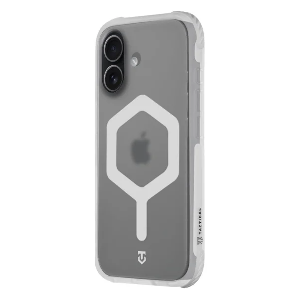 Удароустойчив калъф Tactical MagForce Hexagon за iPhone 17, бял - прозрачен 2