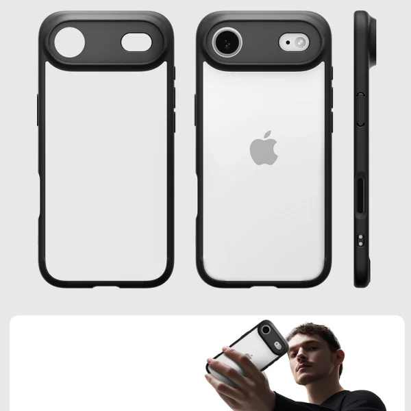 Удароустойчив калъф Spigen Ultra Hybrid за iPhone Air, черен-прозрачен 2