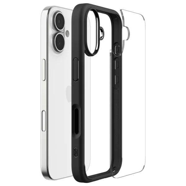 Удароустойчив калъф Spigen Ultra Hybrid за iPhone 17, черен-прозрачен 5