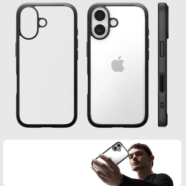 Удароустойчив калъф Spigen Ultra Hybrid за iPhone 17, черен-прозрачен 2