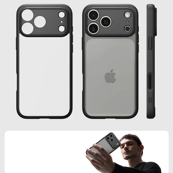 Shockproof case Spigen Ultra Hybrid for iPhone 18 Pro, black-transparent 4