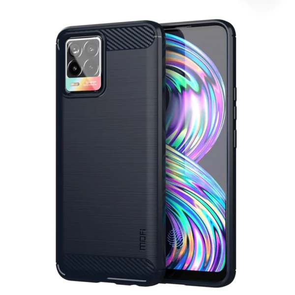 Silicone Case MOFI Carbon Fiber for Realme 8 / 8 Pro, Blue 2
