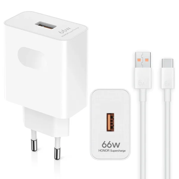 Мрежово зарядно Honor Travel Charger 66W с кабел USB-C, HN-110600E00, бял 3