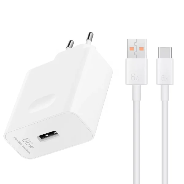 Мрежово зарядно Honor Travel Charger 66W с кабел USB-C, HN-110600E00, бял 1