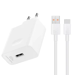Мрежово зарядно Honor Travel Charger 66W с кабел USB-C, HN-110600E00, бял
