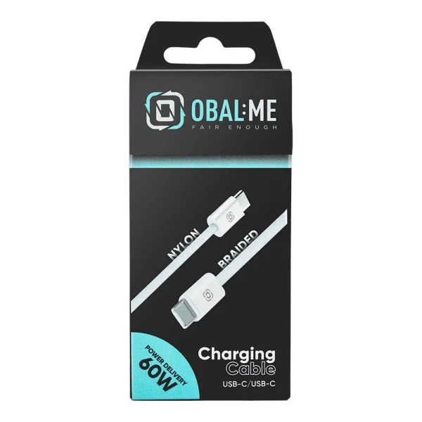 Кабел OBAL-ME Super Fast USB-C към USB-C, Braided Cable, 60W, 1m, бял 2