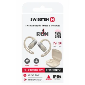 TWS Swissten Running Open Ear Wireless Earphones, Beige 3