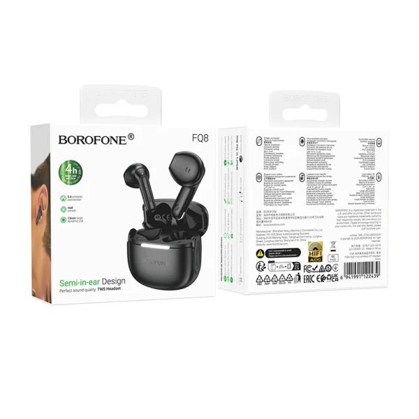 Wireless Earphones Borofone High FQ8 for Bluetooth V5.4, 300mAh, Black 5