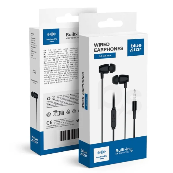 Headphones with microphone Blue Star PA-E67, jack 3.5 mm, Black 2