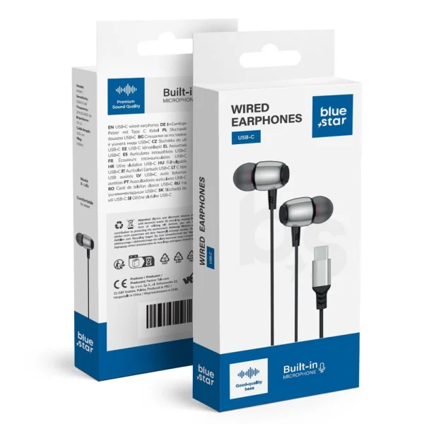 Слушалки с микрофон Blue Star, DAC, M09C, Type-C,  черен 2