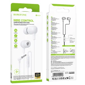 Слушалки с микрофон Borofone BM84 Berry, 3.5 мм жак, бял 3