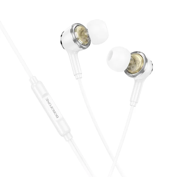Earphones with microphone Borofone BM90 Miller, 3.5 mm jack, white 1