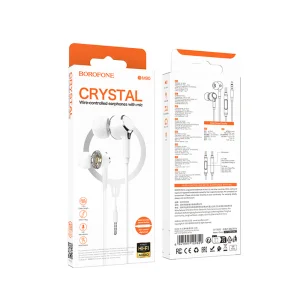 Earphones with microphone Borofone BM90 Miller, 3.5 mm jack, white 3