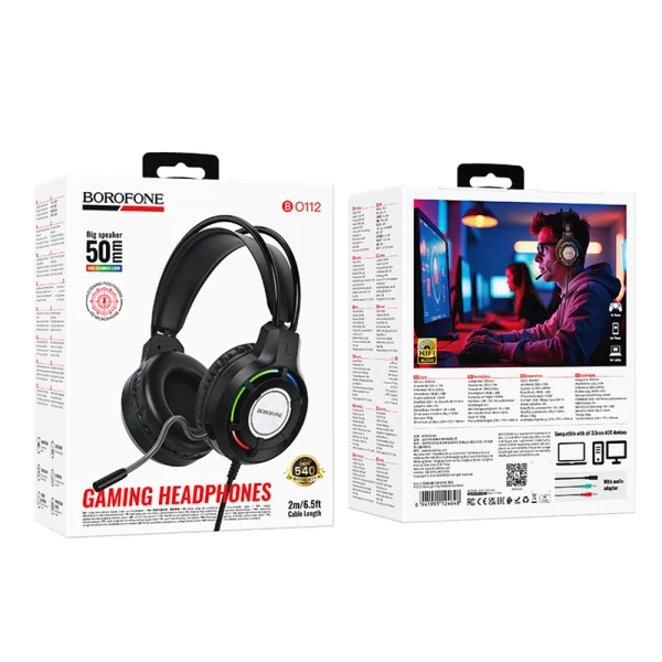 Gaming Headphones with Microphone Borofone BO112 Wave Gaming, Black 5