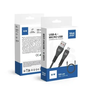 USB Кабел Blue Star DC99M, USB-A към Micro USB, 2A, 1m, Черен 3