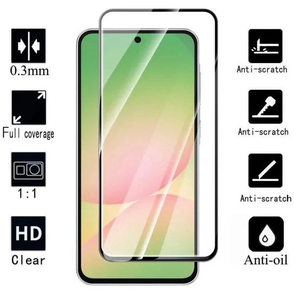 Стъклен протектор Veason 6D Pro Full Glue за Samsung Galaxy A36 5G / A56 5G / A37 5G, черен 3